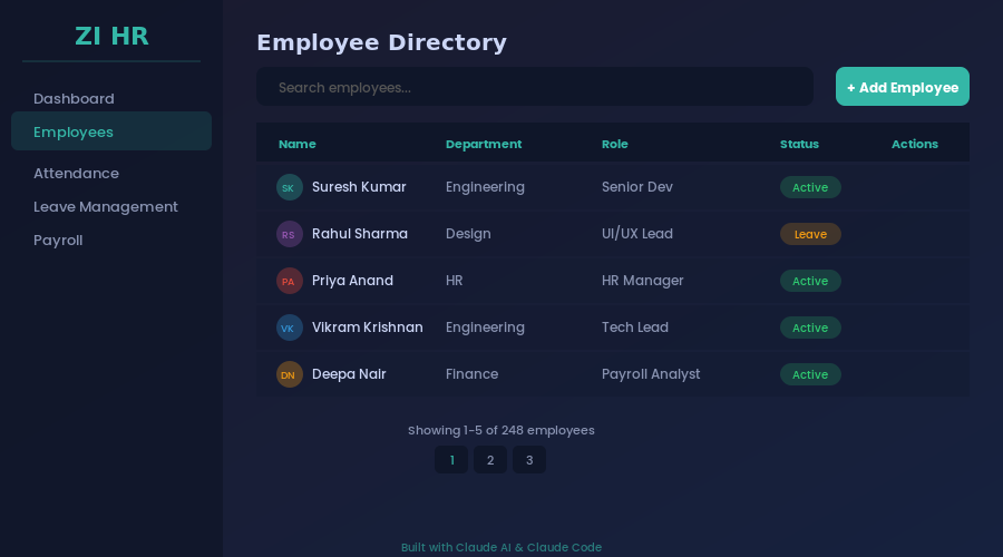 ZI HR Employee Management